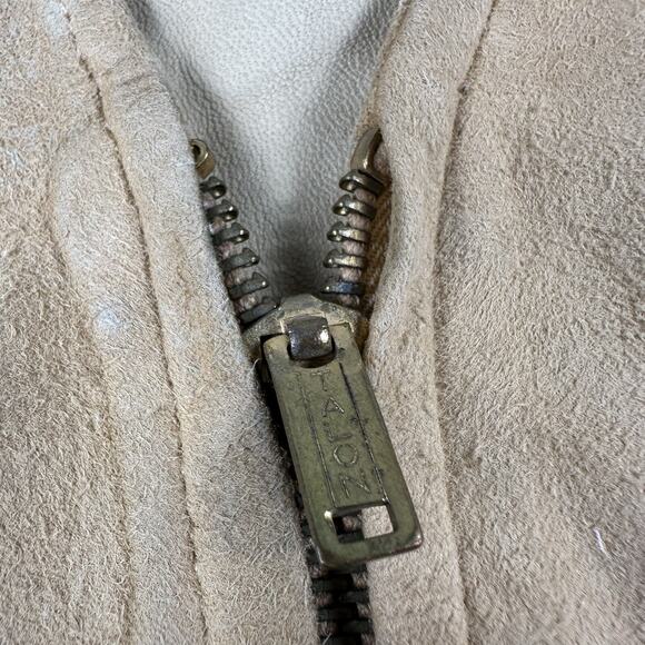 Vintage 40s Briar Club Suede Vest Small Brown Leather Talon Zip Hunting Workwear - Picture 8 of 16